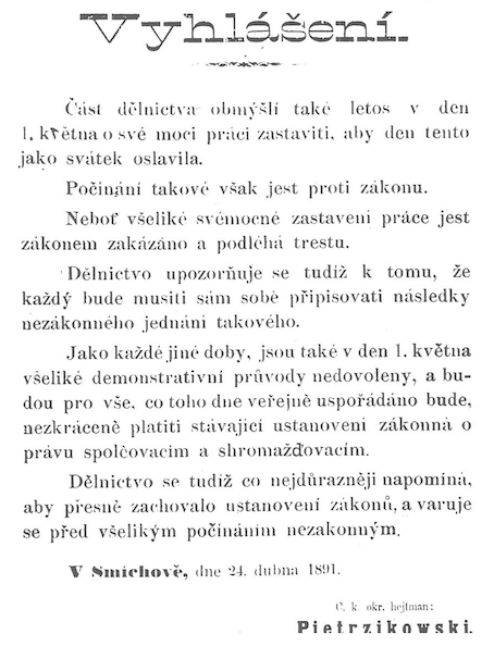 Vyhlášení 1. máje
